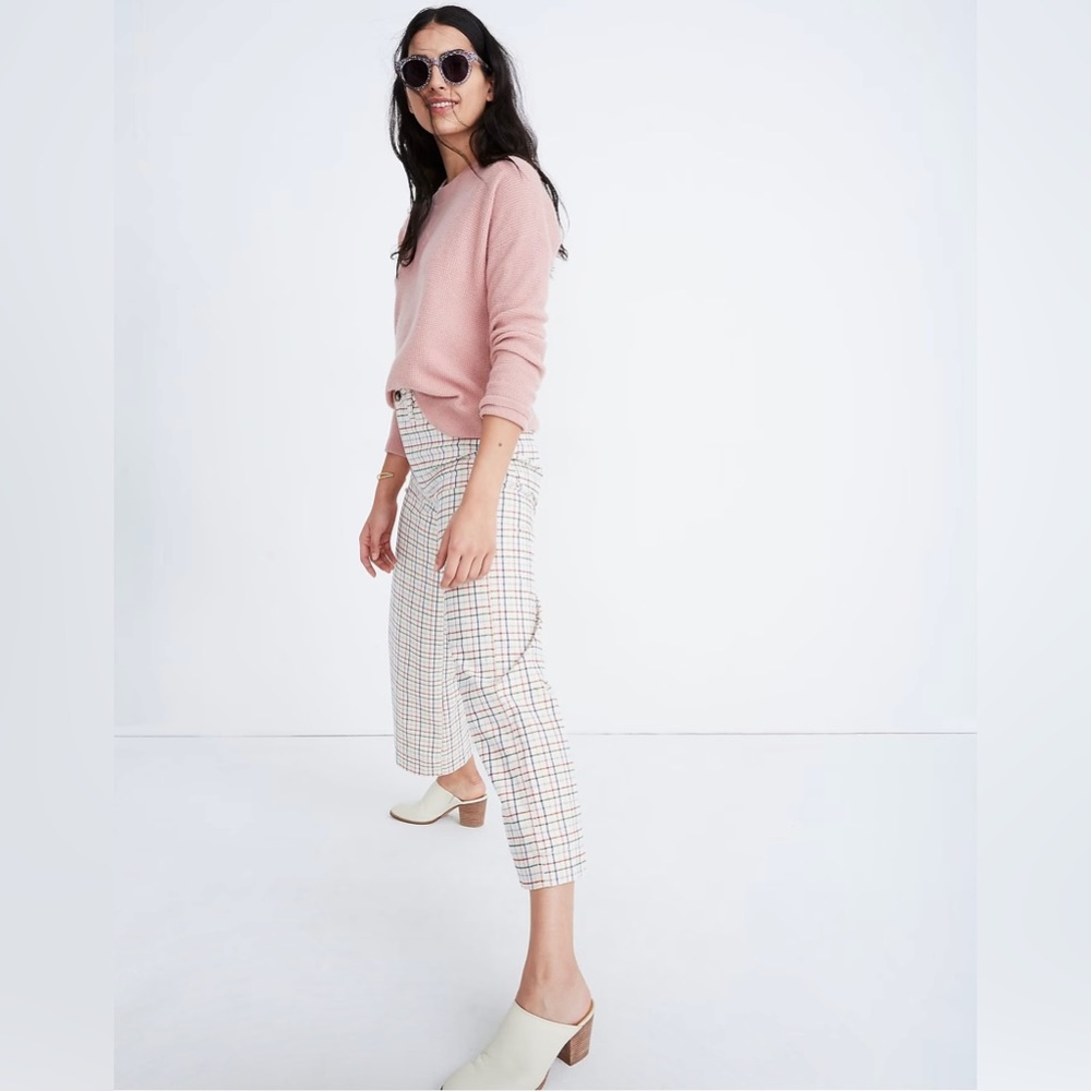 Madewell Emmett Wide-Leg Crop Pants in Rainbow Windowpane